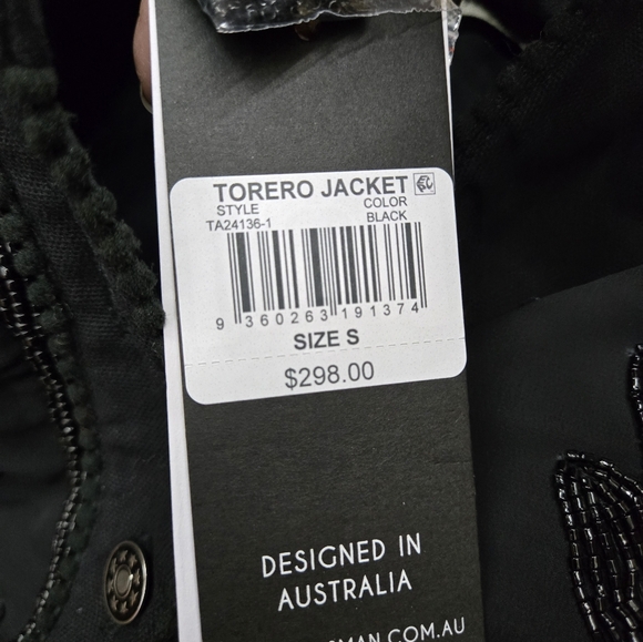 NWT Talisman Torero beaded embellished design point collar button jacket.  small - Picture 14 of 16